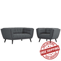 Modway EEI-2972-GRY-SET Bestow 2 Piece Upholstered Fabric Loveseat and Armchair Set