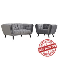 Modway EEI-2973-GRY-SET Bestow 2 Piece Performance Velvet Loveseat and Armchair Set