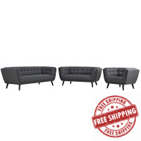 Modway EEI-2974-GRY-SET Bestow 3 Piece Upholstered Fabric Sofa Loveseat and Armchair Set