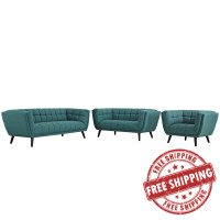 Modway EEI-2974-TEA-SET Bestow 3 Piece Upholstered Fabric Sofa Loveseat and Armchair Set