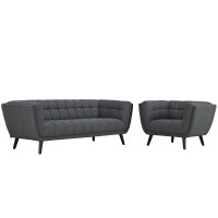 Modway EEI-2976-GRY-SET Bestow 2 Piece Upholstered Fabric Sofa and Armchair Set