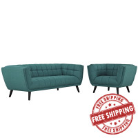 Modway EEI-2976-TEA-SET Bestow 2 Piece Upholstered Fabric Sofa and Armchair Set