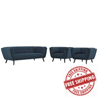 Modway EEI-2977-BLU-SET Bestow 3 Piece Upholstered Fabric Sofa and Armchair Set
