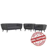 Modway EEI-2977-GRY-SET Bestow 3 Piece Upholstered Fabric Sofa and Armchair Set