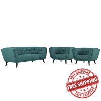 Modway EEI-2977-TEA-SET Bestow 3 Piece Upholstered Fabric Sofa and Armchair Set