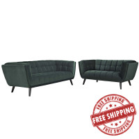 Modway EEI-2979-GRN-SET Bestow 2 Piece Performance Velvet Sofa and Loveseat Set