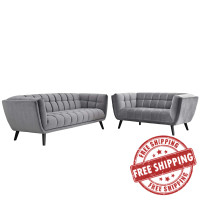 Modway EEI-2979-GRY-SET Bestow 2 Piece Performance Velvet Sofa and Loveseat Set