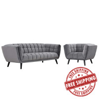 Modway EEI-2980-GRY-SET Bestow 2 Piece Performance Velvet Sofa and Armchair Set