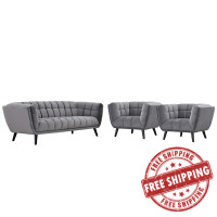 Modway EEI-2981-GRY-SET Bestow 3 Piece Performance Velvet Sofa and Armchair Set