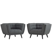 Modway EEI-2982-GRY-SET Bestow 2 Piece Upholstered Fabric Armchair Set