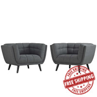 Modway EEI-2982-GRY-SET Bestow 2 Piece Upholstered Fabric Armchair Set