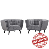 Modway EEI-2983-GRY-SET Bestow 2 Piece Performance Velvet Armchair Set