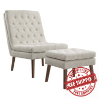 Modway EEI-2988-BEI Modify Upholstered Lounge Chair and Ottoman