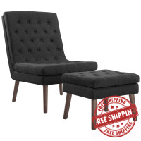 Modway EEI-2988-GRY Modify Upholstered Lounge Chair and Ottoman