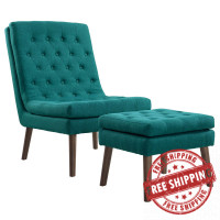 Modway EEI-2988-TEA Modify Upholstered Lounge Chair and Ottoman