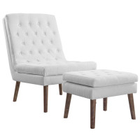 Modway EEI-2988-WHI Modify Upholstered Lounge Chair and Ottoman