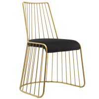 Modway EEI-2994-GLD-BLK Rivulet Gold Stainless Steel Performance Velvet Dining Chair