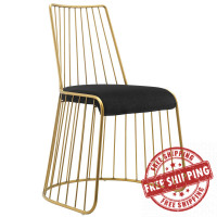 Modway EEI-2994-GLD-BLK Rivulet Gold Stainless Steel Performance Velvet Dining Chair