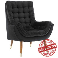 Modway EEI-3001-BLK Suggest Button Tufted Performance Velvet Lounge Chair