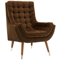 Modway EEI-3001-BRN Suggest Button Tufted Performance Velvet Lounge Chair