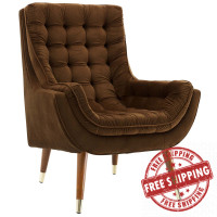 Modway EEI-3001-BRN Suggest Button Tufted Performance Velvet Lounge Chair