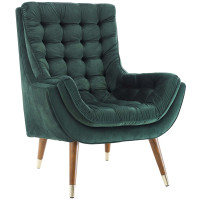 Modway EEI-3001-GRN Suggest Button Tufted Performance Velvet Lounge Chair
