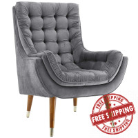 Modway EEI-3001-GRY Suggest Button Tufted Performance Velvet Lounge Chair