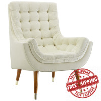 Modway EEI-3001-IVO Suggest Button Tufted Performance Velvet Lounge Chair