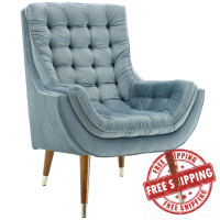 Modway EEI-3001-LBU Suggest Button Tufted Performance Velvet Lounge Chair