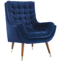 Modway EEI-3001-NAV Suggest Button Tufted Performance Velvet Lounge Chair
