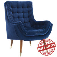 Modway EEI-3001-NAV Suggest Button Tufted Performance Velvet Lounge Chair