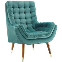 Modway EEI-3001-TEA Suggest Button Tufted Performance Velvet Lounge Chair