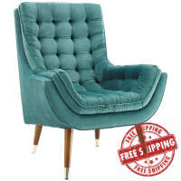 Modway EEI-3001-TEA Suggest Button Tufted Performance Velvet Lounge Chair