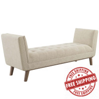 Modway EEI-3002-BEI Haven Tufted Button Upholstered Fabric Accent Bench