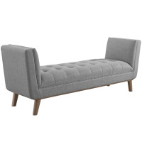 Modway EEI-3002-LGR Haven Tufted Button Upholstered Fabric Accent Bench