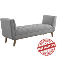 Modway EEI-3002-LGR Haven Tufted Button Upholstered Fabric Accent Bench