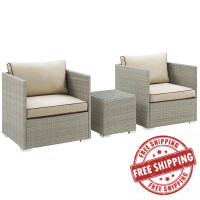Modway EEI-3006-LGR-BEI-SET Repose 3 Piece Outdoor Patio Sectional Set