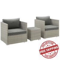 Modway EEI-3006-LGR-CHA-SET Repose 3 Piece Outdoor Patio Sectional Set