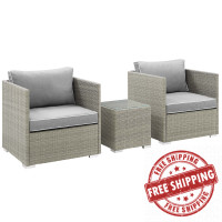 Modway EEI-3006-LGR-GRY-SET Repose 3 Piece Outdoor Patio Sectional Set