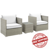 Modway EEI-3006-LGR-WHI-SET Repose 3 Piece Outdoor Patio Sectional Set