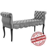 Modway EEI-3018-LGR Adelia Chesterfield Style Button Tufted Performance Velvet Bench