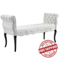 Modway EEI-3018-WHI Adelia Chesterfield Style Button Tufted Performance Velvet Bench