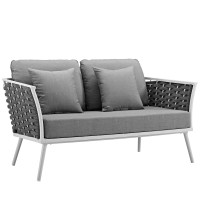 Modway EEI-3019-WHI-GRY Stance Outdoor Patio Aluminum Loveseat