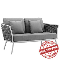 Modway EEI-3019-WHI-GRY Stance Outdoor Patio Aluminum Loveseat