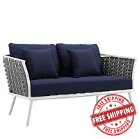 Modway EEI-3019-WHI-NAV Stance Outdoor Patio Aluminum Loveseat