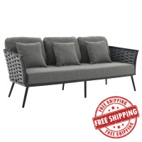 Modway EEI-3020-GRY-CHA Stance Outdoor Patio Aluminum Sofa Gray Charcoal