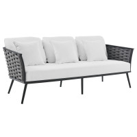 Modway EEI-3020-GRY-WHI Stance Outdoor Patio Aluminum Sofa Gray White