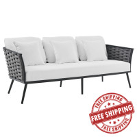 Modway EEI-3020-GRY-WHI Stance Outdoor Patio Aluminum Sofa Gray White