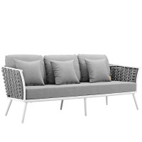 Modway EEI-3020-WHI-GRY Stance Outdoor Patio Aluminum Sofa