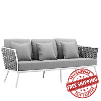 Modway EEI-3020-WHI-GRY Stance Outdoor Patio Aluminum Sofa